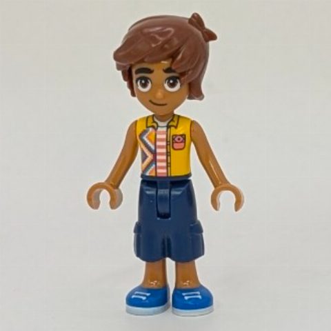 Minifigurka Leo, Bright Light Orange Vest, Dark Blue Pants