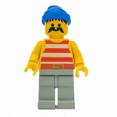 Minifigurka Pirate - Red Stripes, Light Gray Legs, Blue Bandana, 3626b