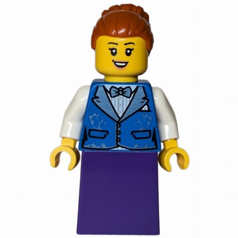Minifigurka Passenger, Blue Torso, Dark Purple Dress, Dark Orange Hair