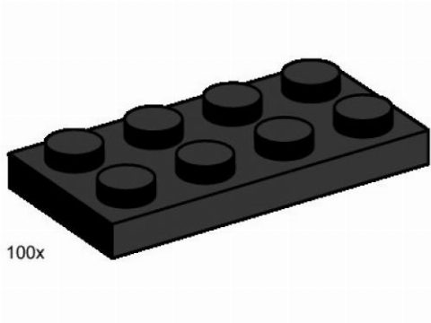 Zestaw LEGO® 2 x 4 Black Plates (Bulk Bricks)