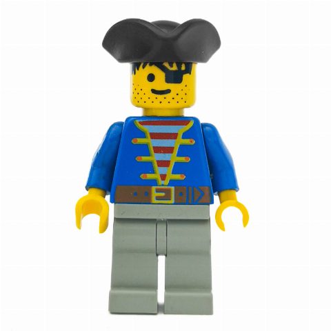 Minifigurka Pirate - Blue Jacket, Light Gray Legs, Black Tricorne