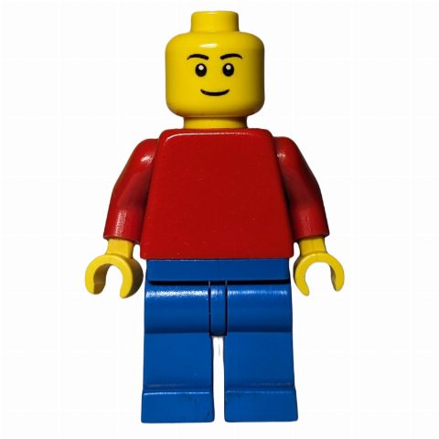 Minifigurka Red Torso, Blue Legs, Smile