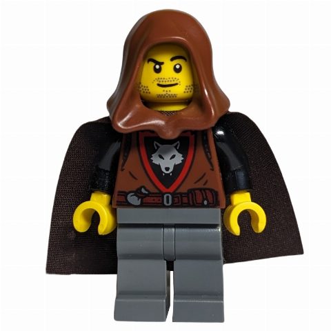 Minifigurka Wolfpack, Reddish Brown Torso, Dark Bluish Grey Legs, Hood