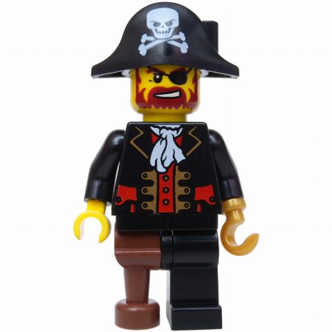 Minifigurka Pirate - Captain, Pearl Gold Hook, Bicorne with Skull