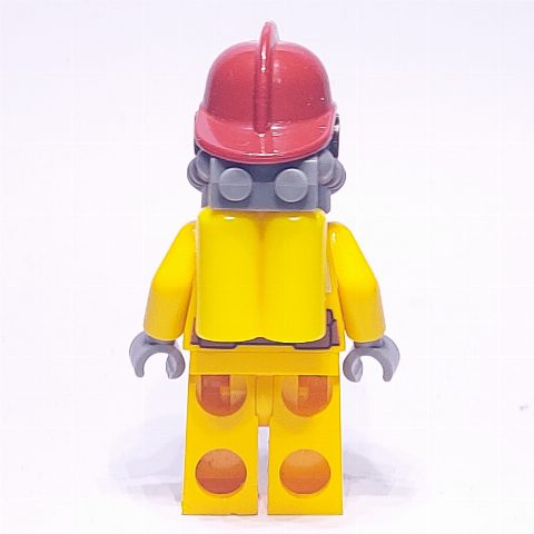 Minifigurka Fireman, Bright Light Orange Fire Suit, Dark Red Helmet, Breathing Apparatus, Airtanks
