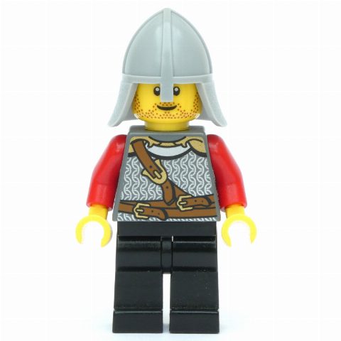 Minifigurka Knight - Dark Bluish Grey Torso, Black Legs, Light Bluish Grey Helmet