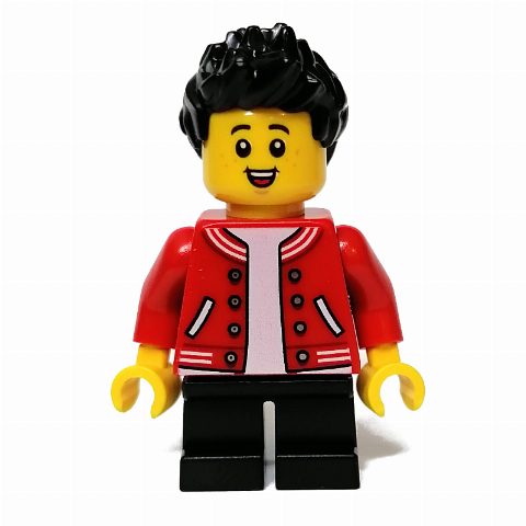 Minifigurka Kid - Red Torso, Black Legs, Black Hair