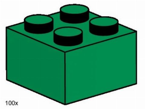 Zestaw LEGO® 2 x 2 Dark Green Bricks (Bulk Bricks)