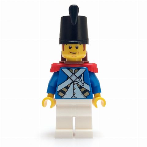 Minifigurka Soldier (Bluecoat) - Backpack, Red Epaulette, Reddish Brown Sideburns