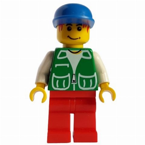 Minifigurka Green Torso, Blue Legs, Red Cap