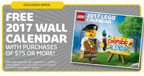 Zestaw LEGO® 2017 Colorable Wall Calendar (Gear)