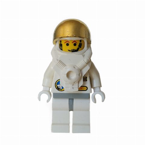 Minifigurka Astronaut, White, Light Gray Hips, Helmet with Breastplate and Large Chrome Gold Visor, Headset