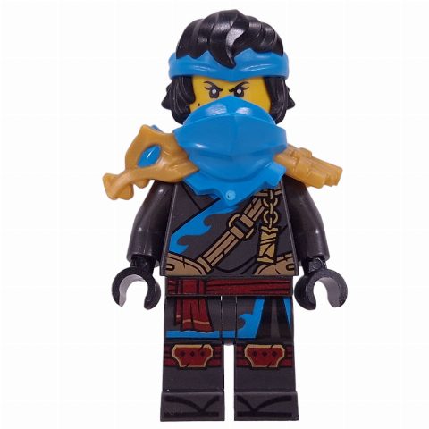Minifigurka Nya, Dark Azure Shoulder Armor and Mask, Hair