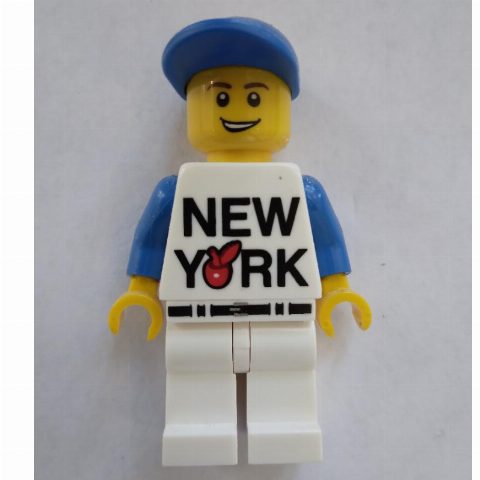 Minifigurka New York, White Torso, White Legs, Blue Cap