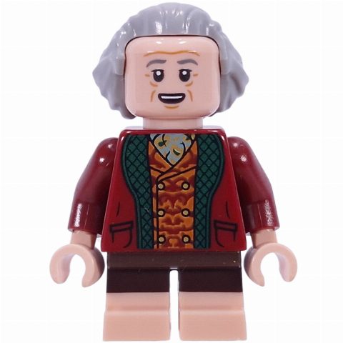 Minifigurka Bilbo Baggins, Light Bluish Grey Hair, Dark Red Vest