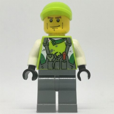 Minifigurka Crew Member Lime Torso, Dark Bluish Grey Legs 2