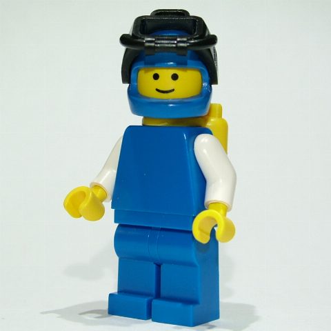 Minifigurka Diver - Blue Torso, Blue Legs, Yellow Tanks, Blue Helmet