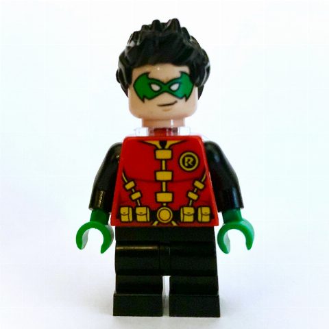 Minifigurka Robin, Green Eyemask, Yellow Utility Belt, Short Black Legs, Neck Bracket