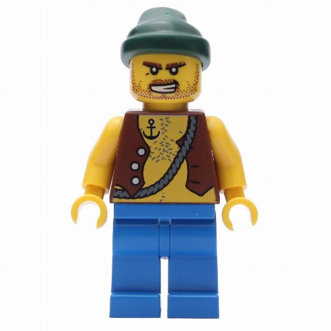 Minifigurka Pirate - Anchor Tattoo, Blue Legs, Dark Green Bandana