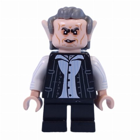 Minifigurka Griphook - Dark Bluish Grey Hair, Black Torso, White Arms, Black Legs