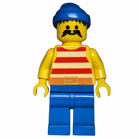 Minifigurka Pirate - Red Stripes, Blue Legs, Blue Bandana