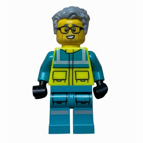 Minifigurka Paramedic, Vibrant Yellow Safety Vest, Light Bluish Gray Hair