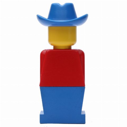 Minifigurka LEGOLAND Red Torso, Blue Legs, Blue Cowboy Hat