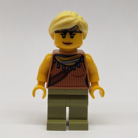Minifigurka Jessica Sharpe, Vest Top with Necklace, Olive Green Legs, Bright Light Yellow Hair