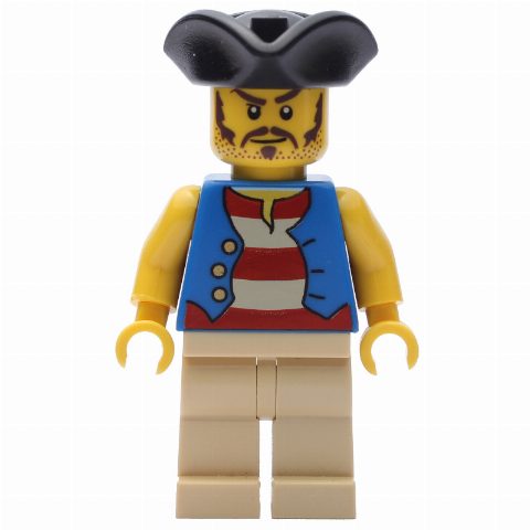 Minifigurka Pirate - Blue Vest, Tan Legs, Black Tricorne (3626b Head)