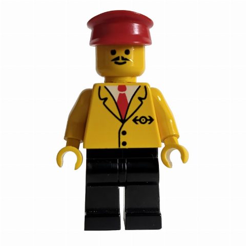Minifigurka Conductor - Yellow Jacket, Black legs, Red Hat