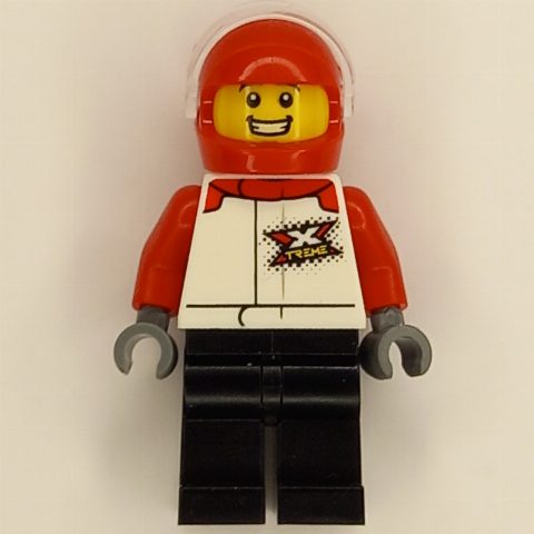 Minifigurka Sam Speedster - White Torso, Black Legs, Red Helmet