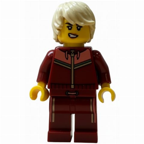 Minifigurka Skier, Dark Red Suit, Tan Hair