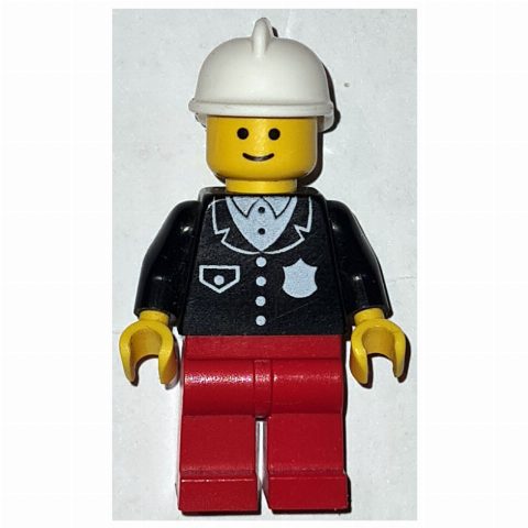 Minifigurka Police - Black Torso, Red Legs, White Fire Helmet