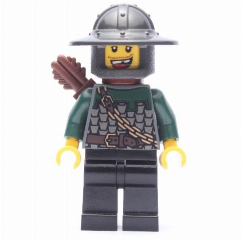 Minifigurka Dragon Knight, Archer, Dark Green, Wide Brim Helmet, Missing Tooth