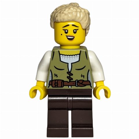 Minifigurka Carpenter, Olive Green Torso, Dark Brown Legs