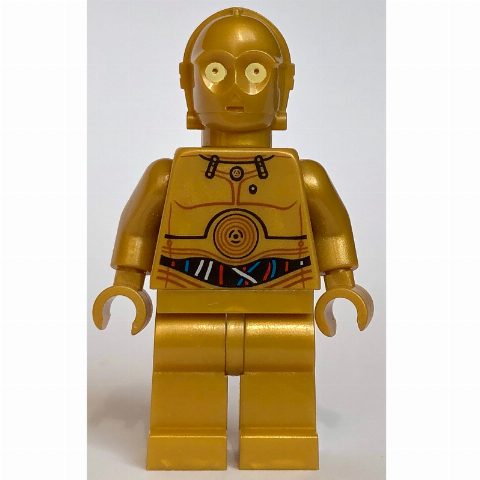 Minifigurka C-3PO, Pearl Gold, Colorful Wires, Plain Legs