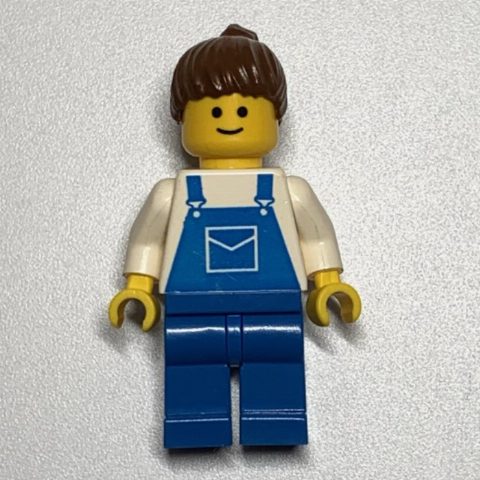 Minifigurka White Torso, Blue Legs, Brown Hair Ponytail