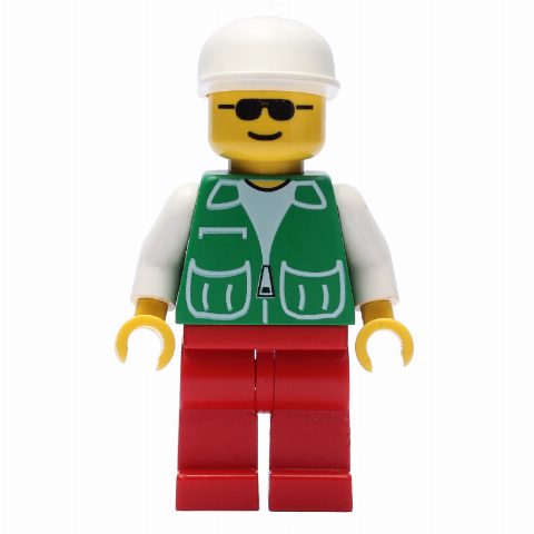 Minifigurka Man, Green Jacket, Red Legs, White Cap