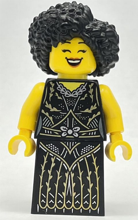 Minifigurka Jazz Singer - Black Torso, Black Dress, Black Hair