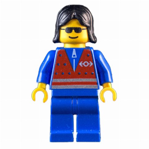 Minifigurka Blue Torso, Blue Legs, Black Hair Long