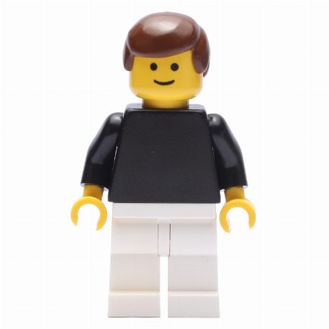 Minifigurka Man - Black Torso, White Legs, Brown Hair