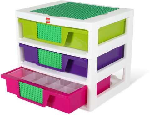 Zestaw LEGO® 3-Drawer Storage (White - Lime/Purple/Dark Pink) (Gear)