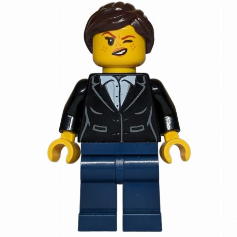 Minifigurka Robber, Black Torso, Dark Blue Legs, Dark Brown Hair