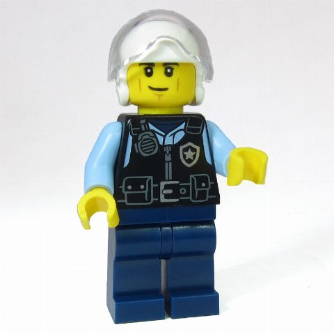 Minifigurka Police Officer, Pilot - Black Torso, Dark Blue Legs, White Helmet