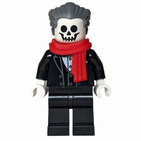 Minifigurka Skeleton, Black Suit, Red Scarf