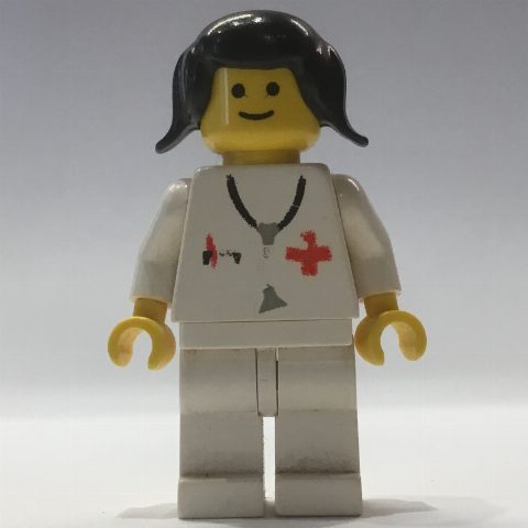 Minifigurka Doctor - White Legs, Female, Black Hair