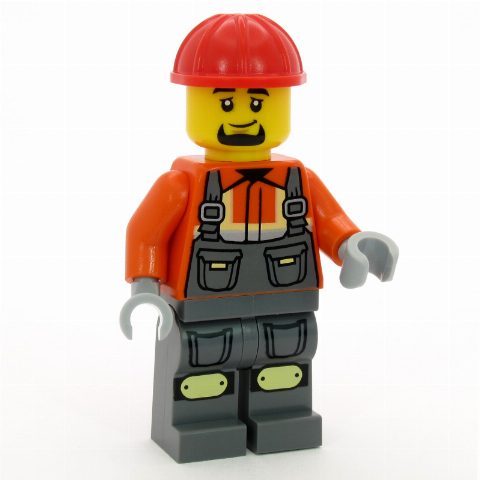 Minifigurka Construction Worker, Dark Bluish Gray Overalls