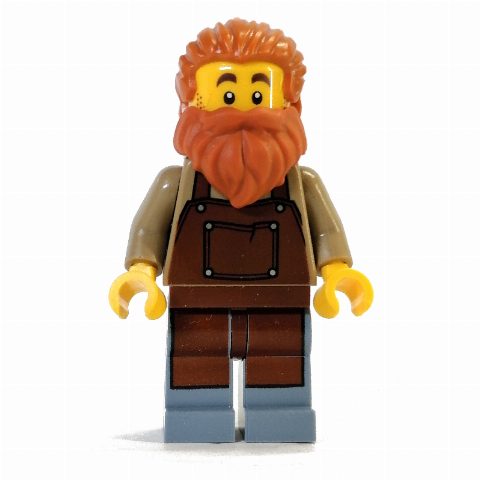 Minifigurka Blacksmith - Dark Tan Torso, Sand Blue legs, Dark Orange Hair and Beard