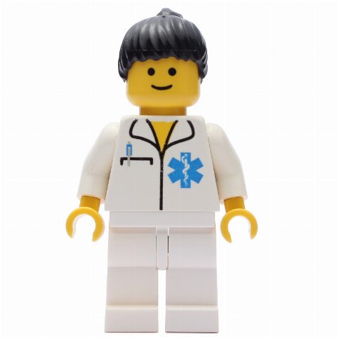 Minifigurka Doctor, Woman, White Shirt with Star of Life Logo, Black Hair