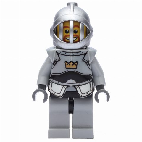 Minifigurka Knight, Gray, Armor, Helmet with Grille, Goatee Beard